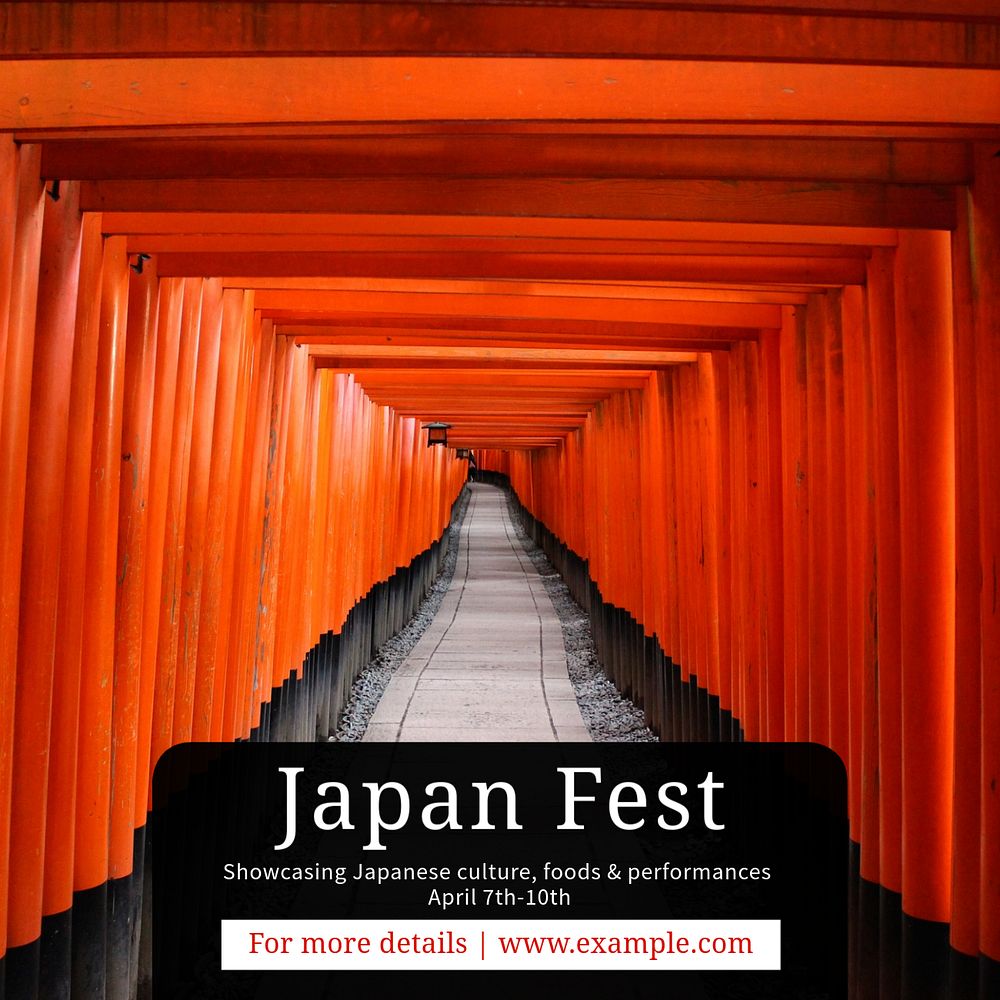 Japan festival Instagram post template, editable text