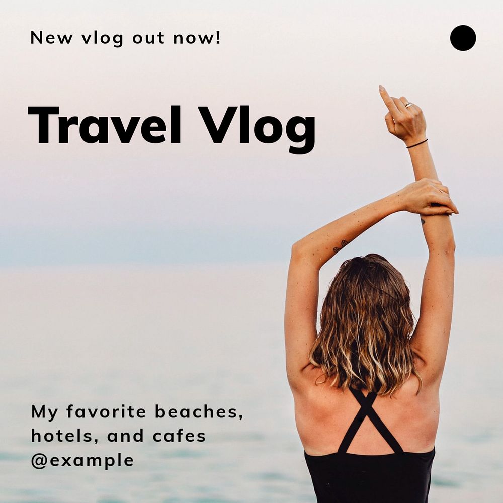 Travel vlog Instagram post template, editable text