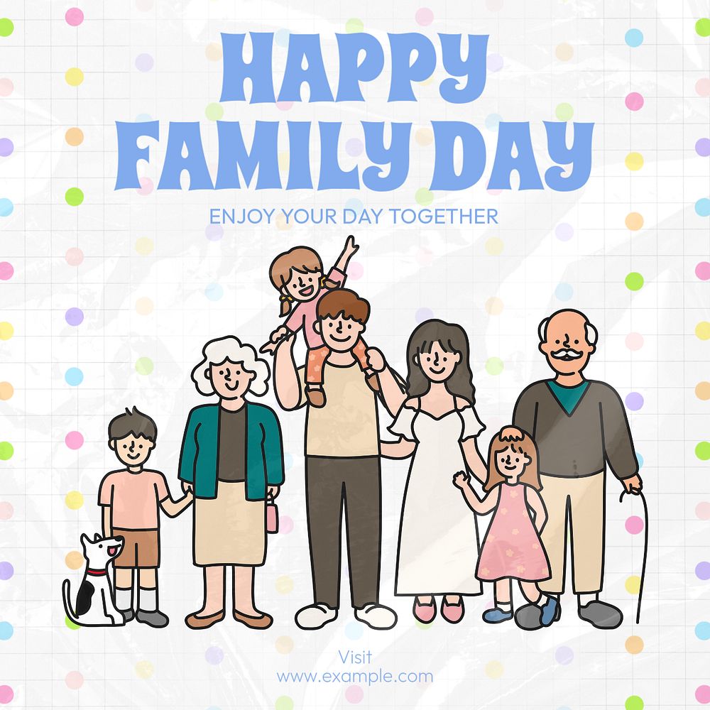 Happy family day Instagram post template, editable text