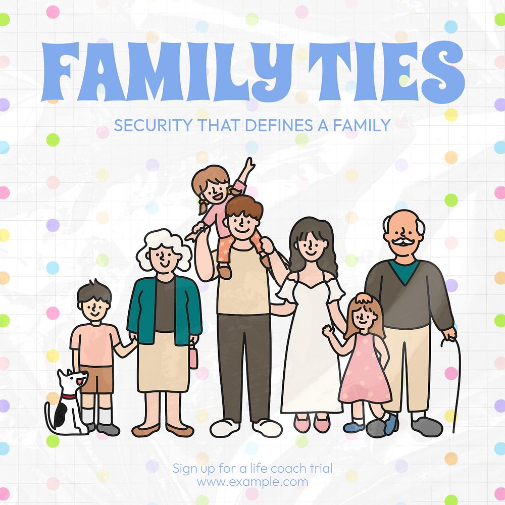 Family ties Instagram post template, editable text