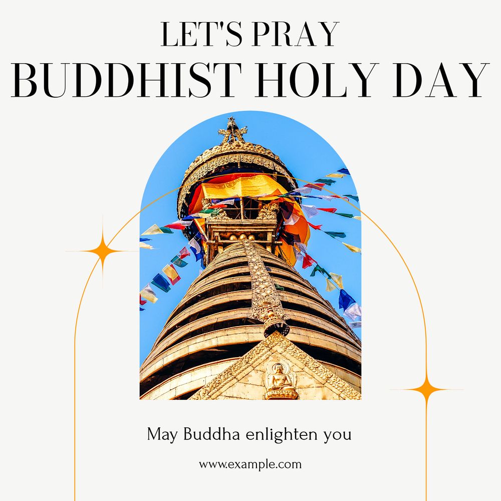 Buddhist Holy Day Instagram post template, editable text