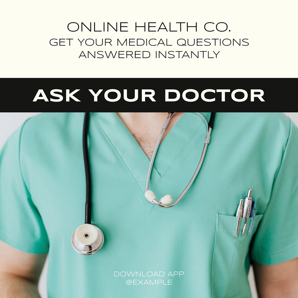 Ask your doctor Instagram post template, editable text