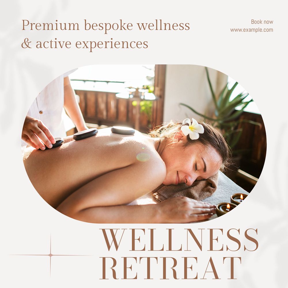 Wellness retreat Instagram post template, editable text