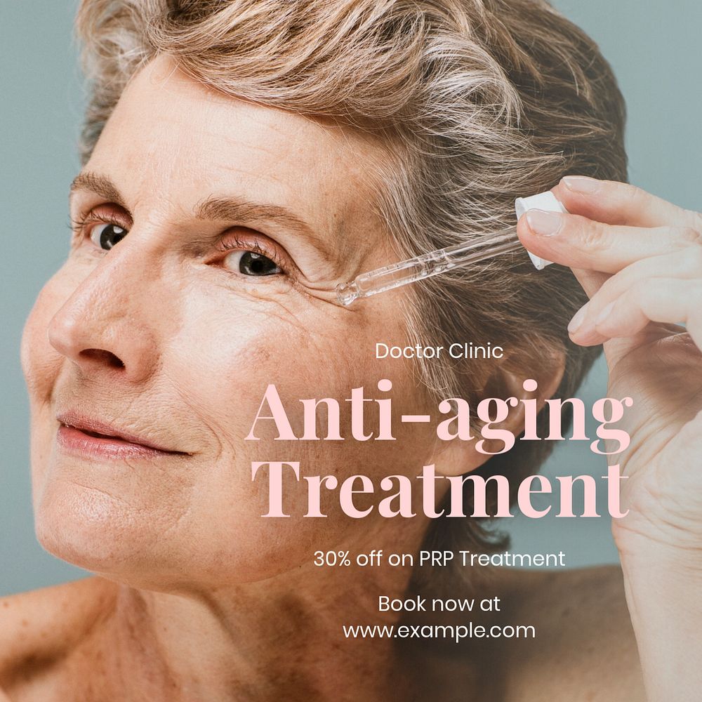 Anti-aging treatment Instagram post template, editable text