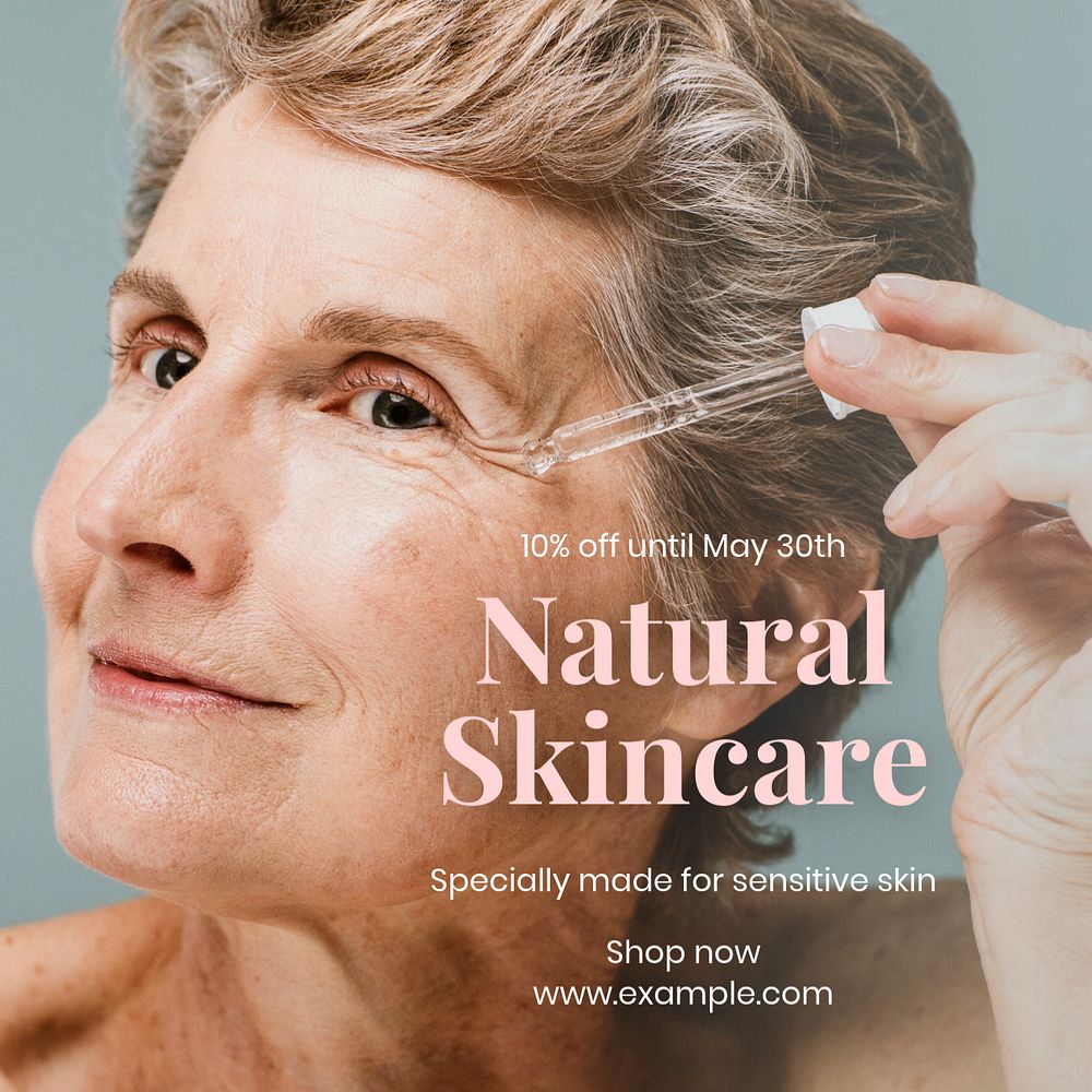 Natural skincare Instagram post template, editable text