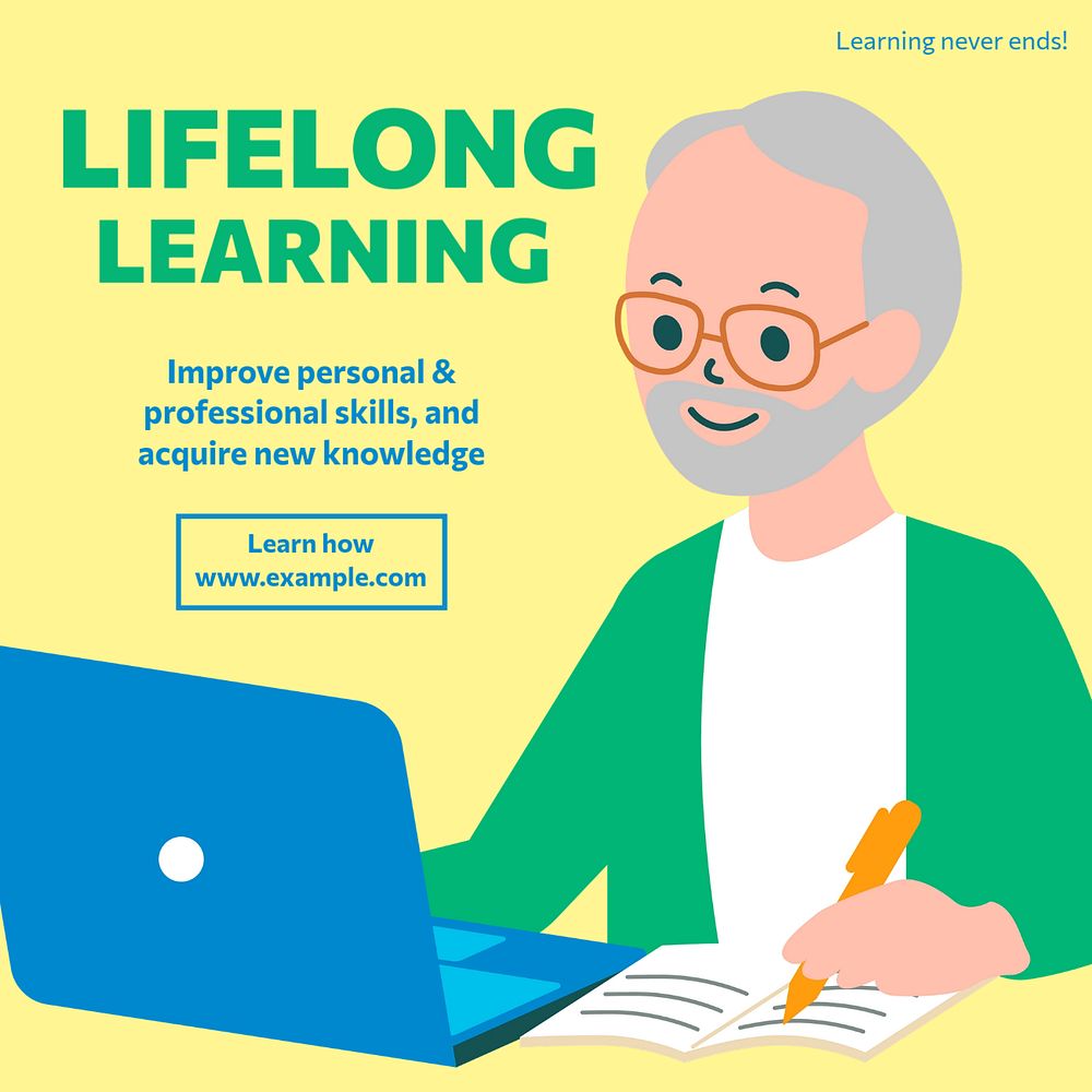 Lifelong learning Instagram post template, editable text