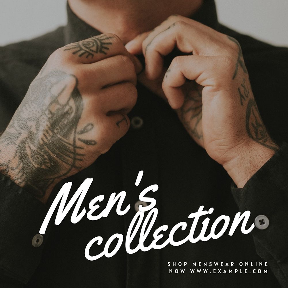 Men's collection Instagram post template, editable text