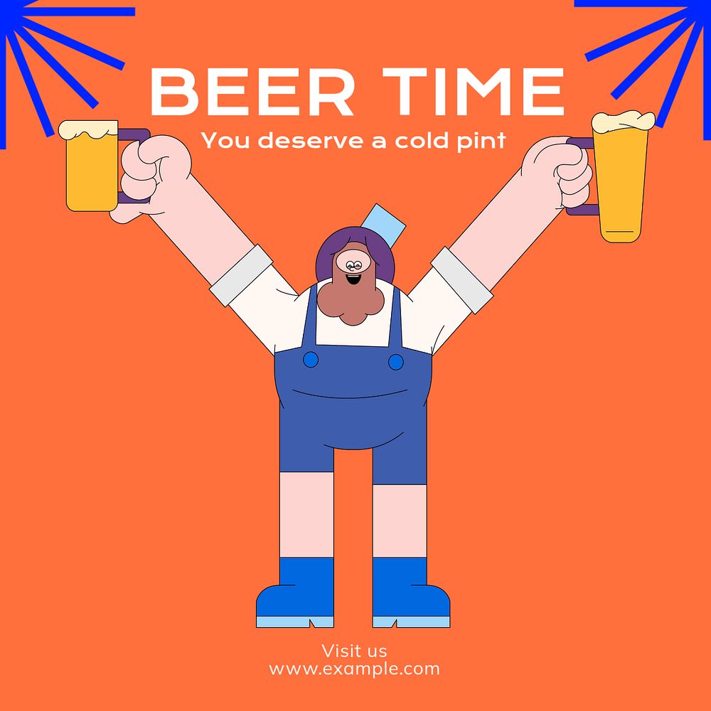 Beer time Instagram post template, editable text