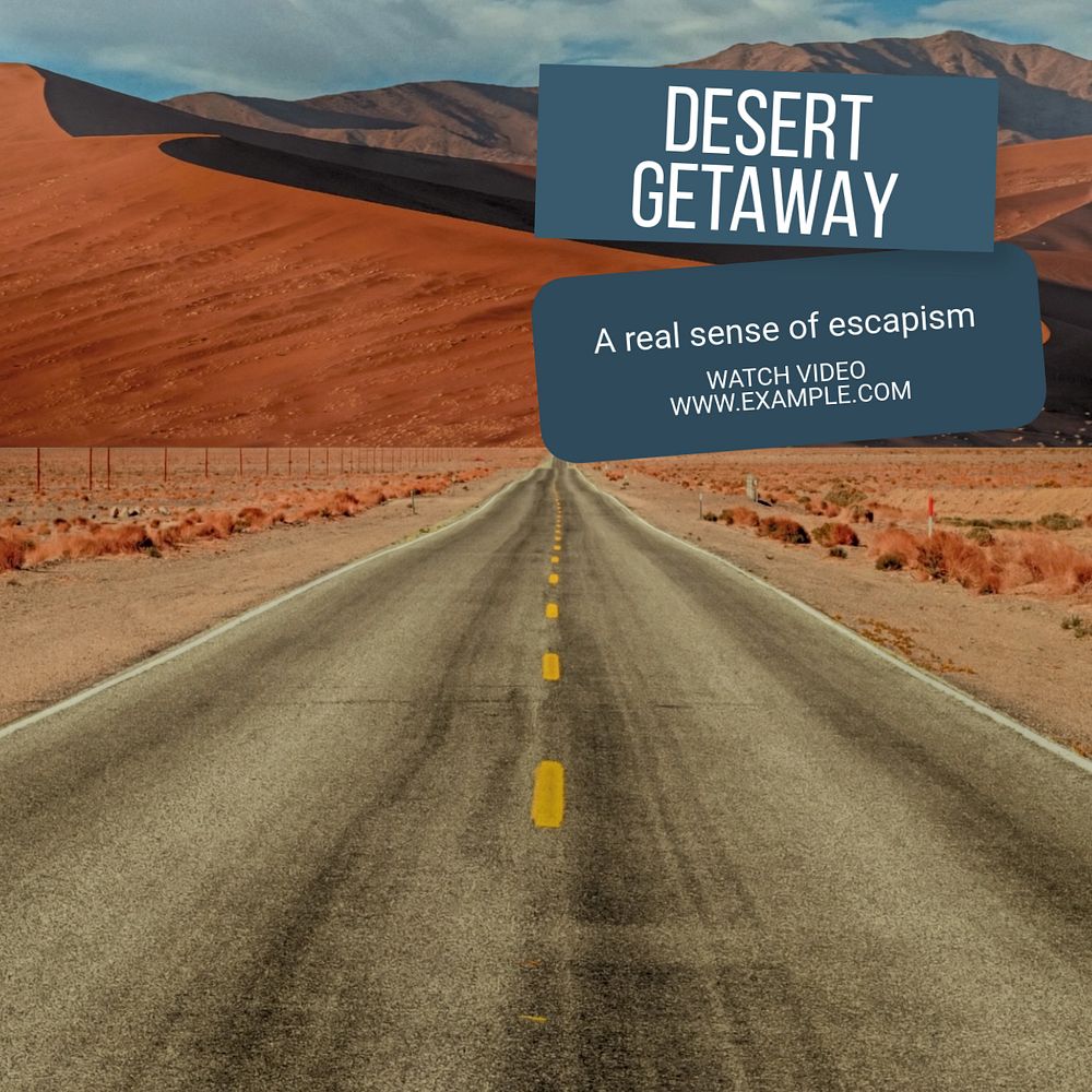 Desert getaway Instagram post template, editable text