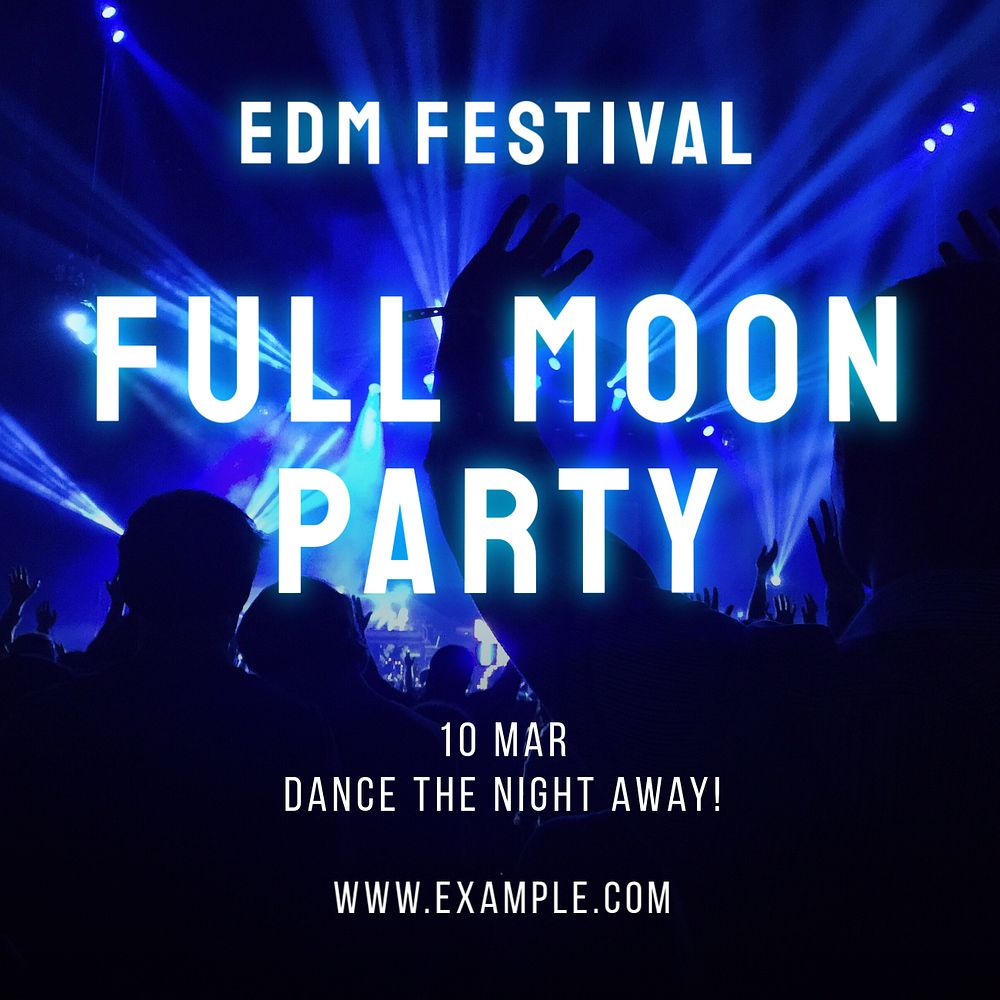 Full moon party Instagram post template, editable text