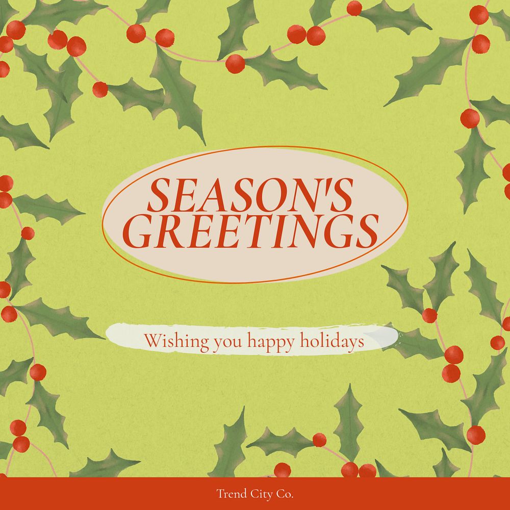 Season's greetings  Instagram post template, editable text