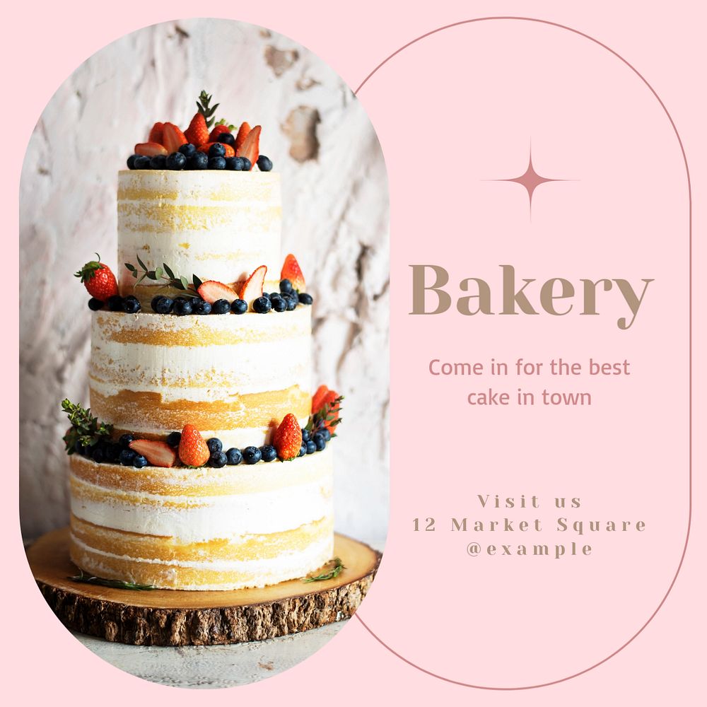 Bakery Instagram post template, editable text