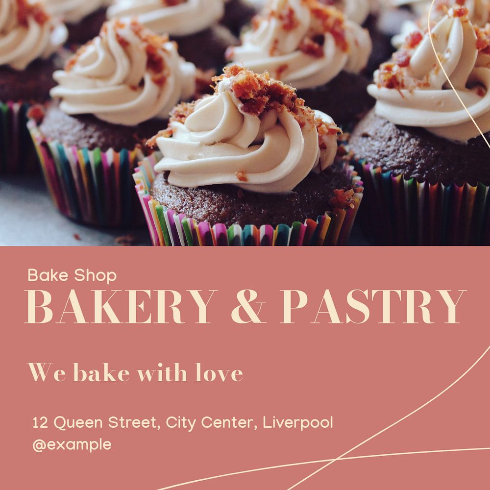 Bakery & pastry Instagram post template, editable text