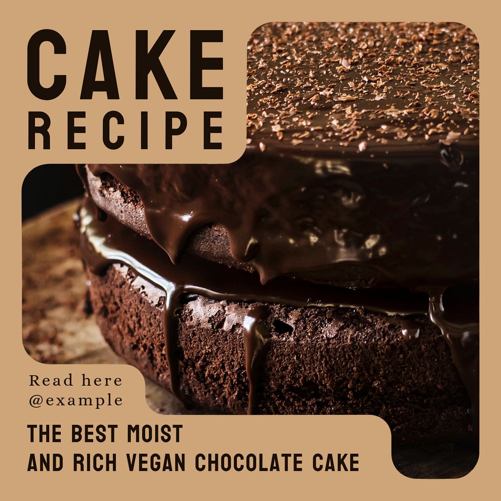 Cake Recipe Instagram post template, editable text