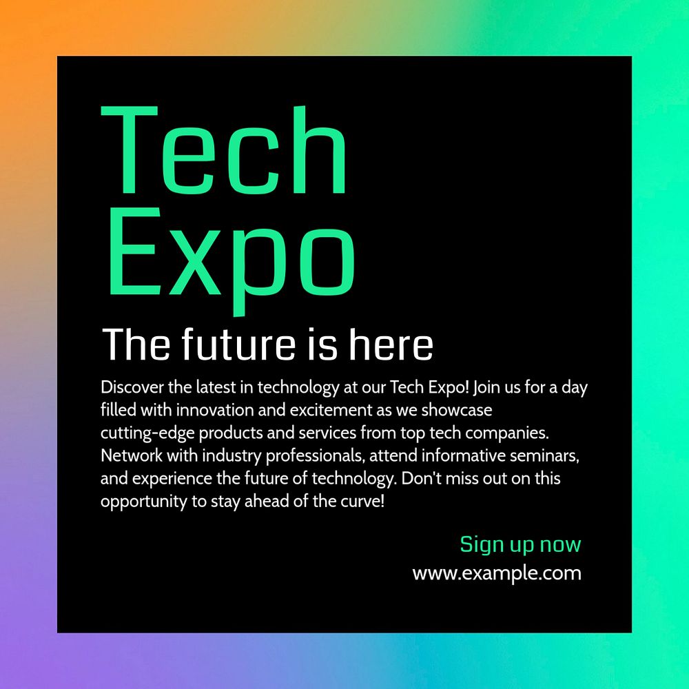 Tech expo Instagram post template, editable text