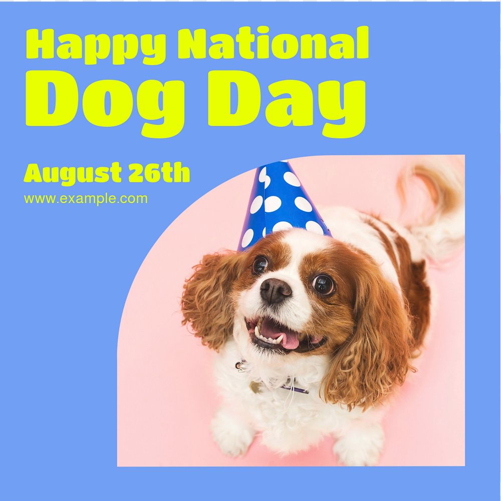 Dog day Instagram post template, editable text