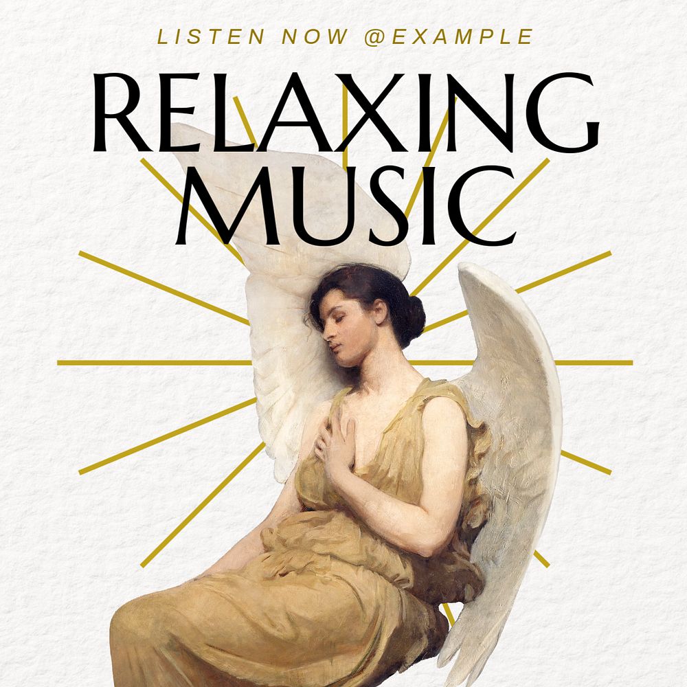 Relaxing music Instagram post template, editable text