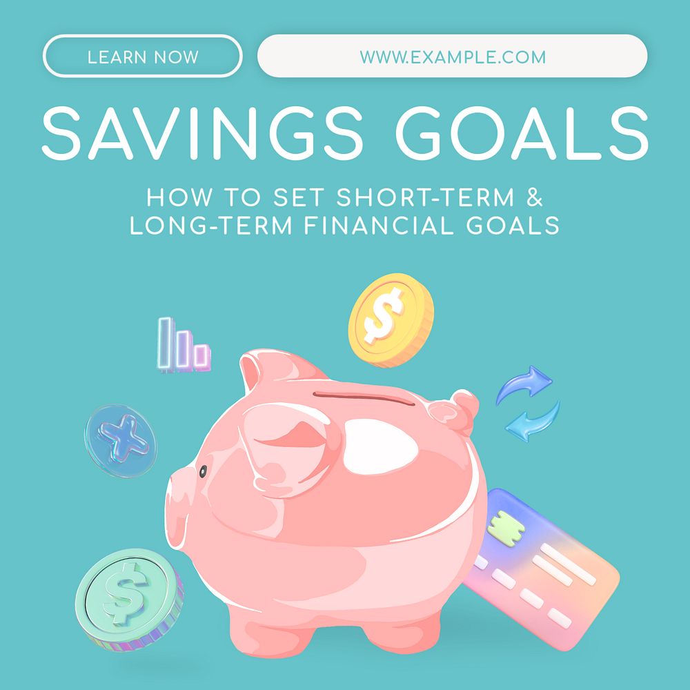 Savings goals Instagram post template, editable text