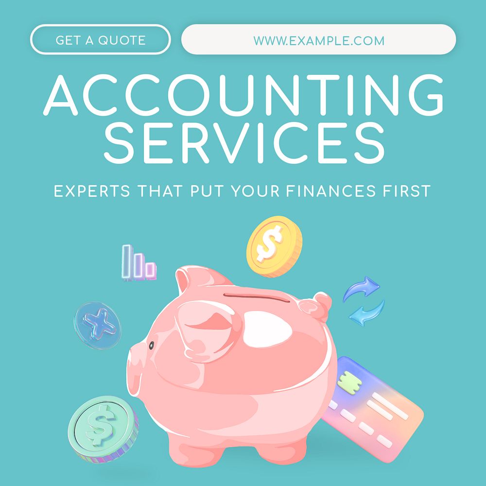 Accounting services Instagram post template, editable text