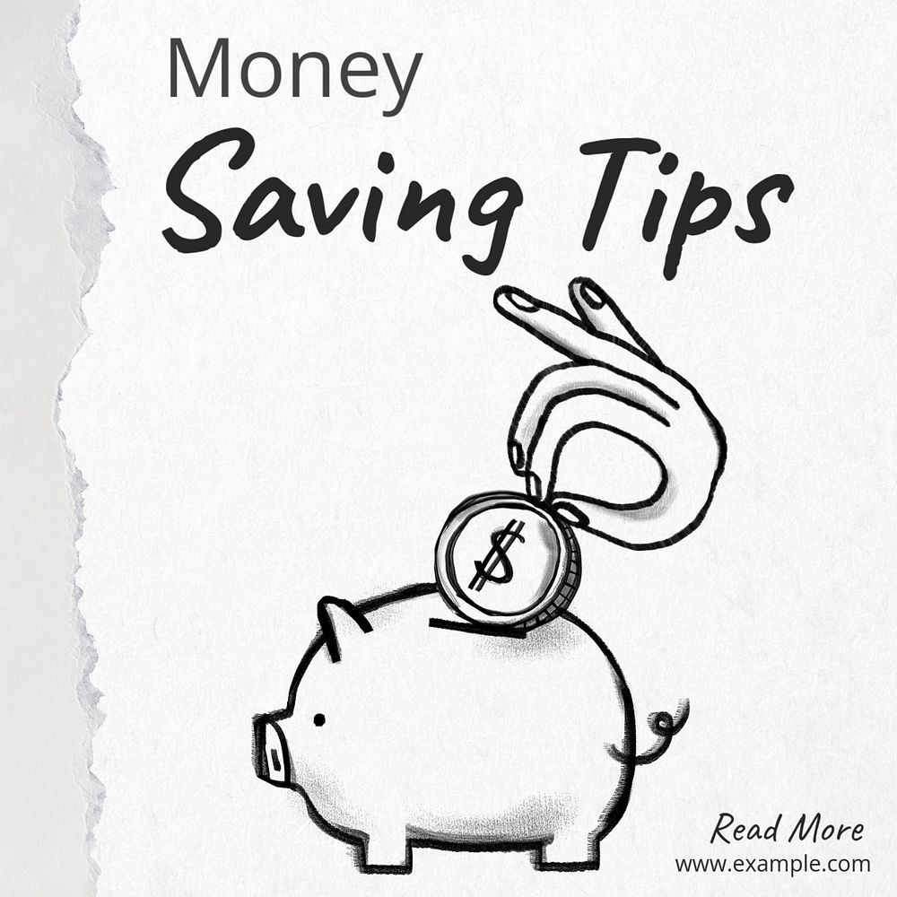 Saving tips Instagram post template, editable text