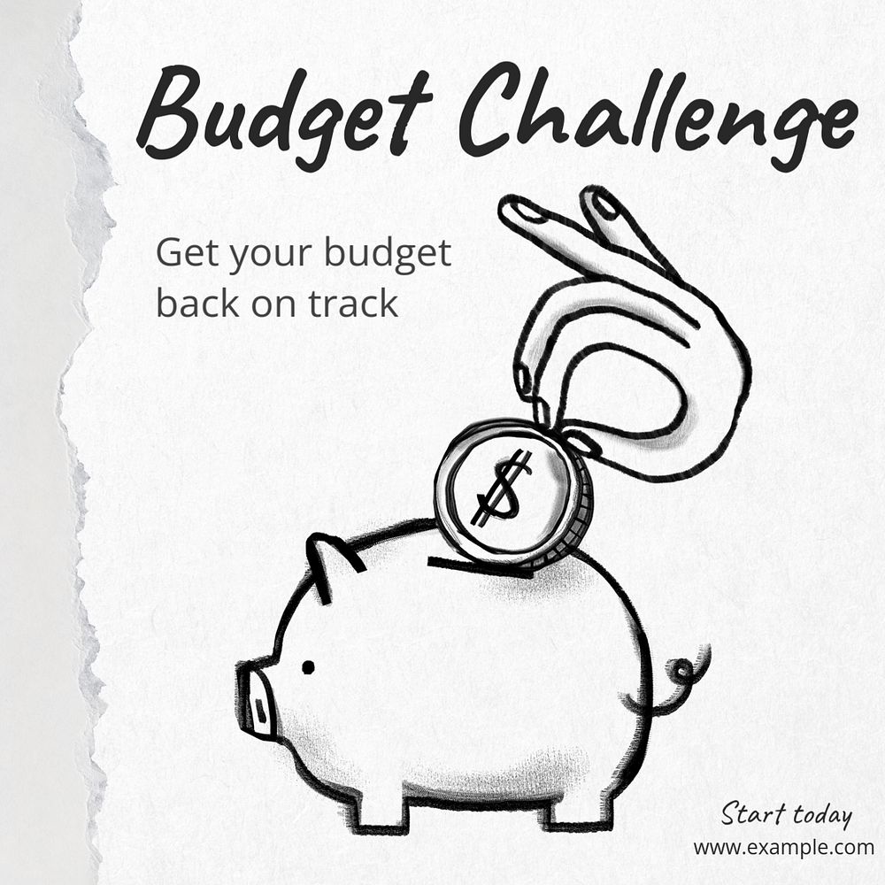 Budget challenge Instagram post template, editable text