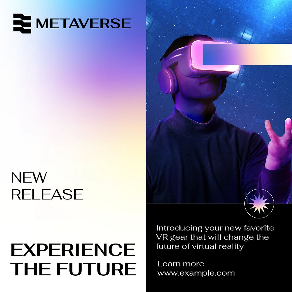 VR gear ads Instagram post template, editable text