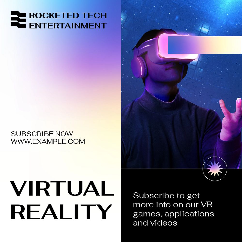 Virtual reality Instagram post template, editable text