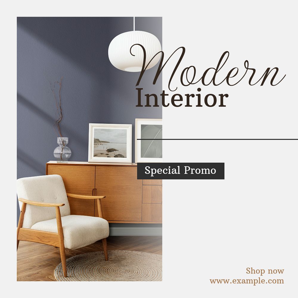 Modern interior Instagram post template, editable text