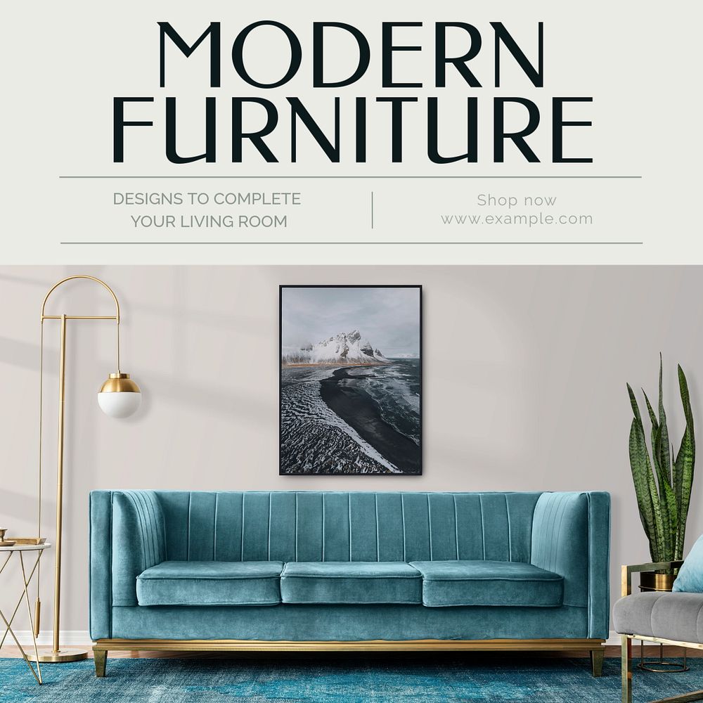 Modern furniture Instagram post template, editable text