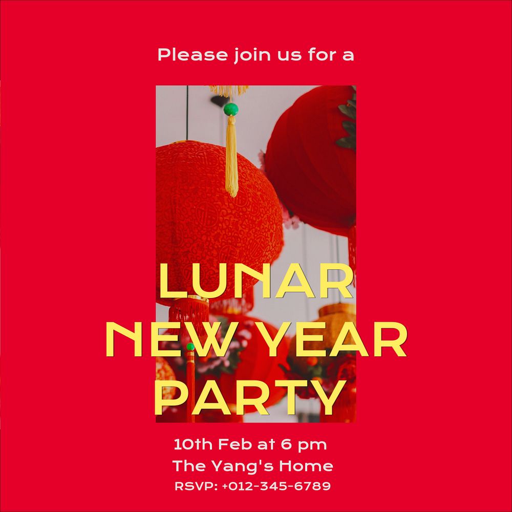 Lunar New Year Instagram post template, editable text