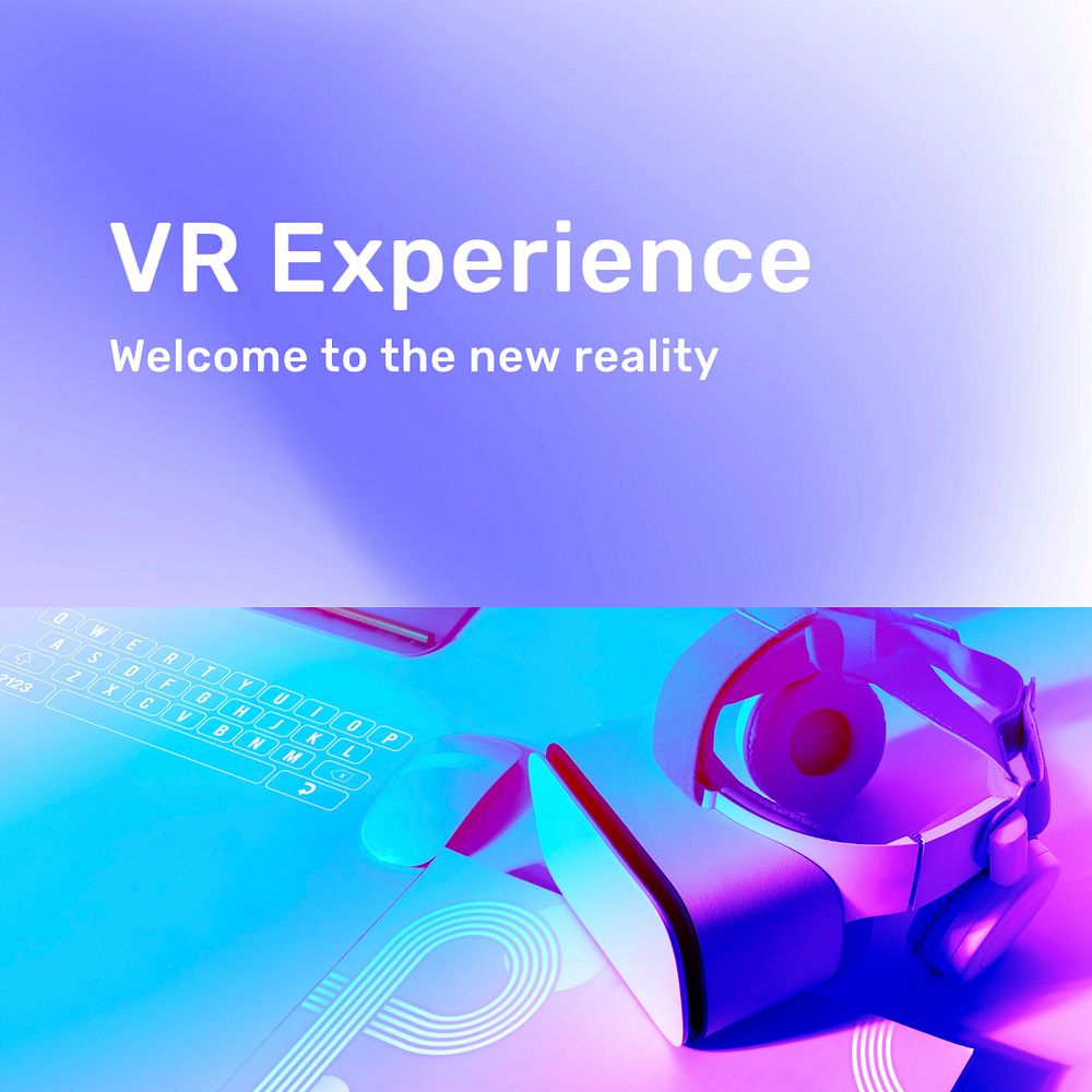 VR experience Instagram post template, editable text