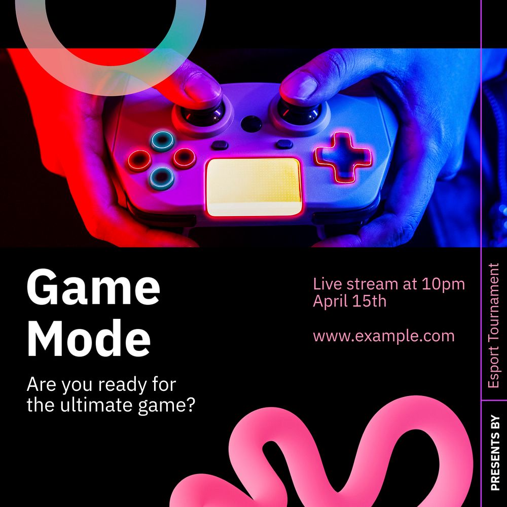 Game mode Instagram post template, editable text