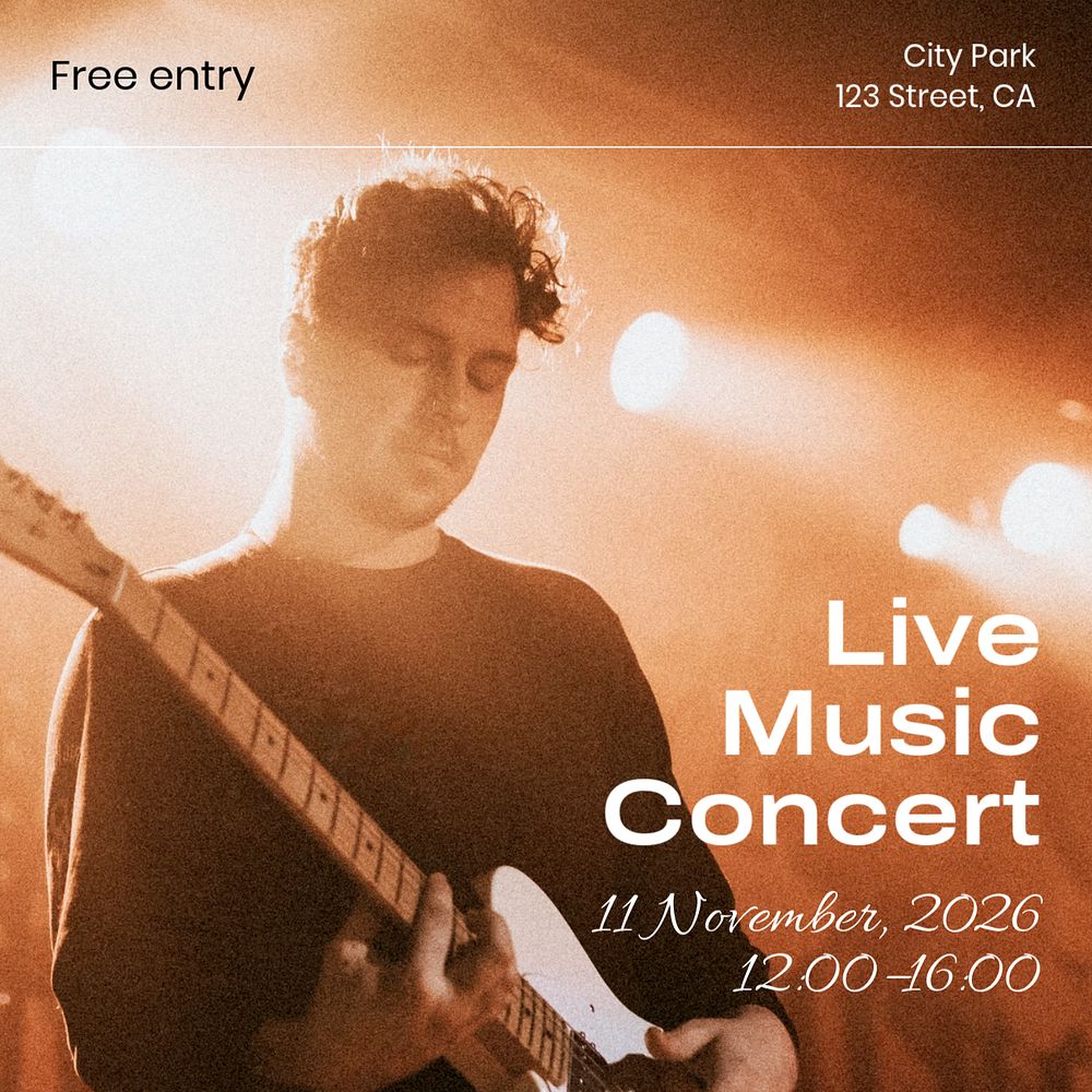 Live music concert Instagram post template, editable text