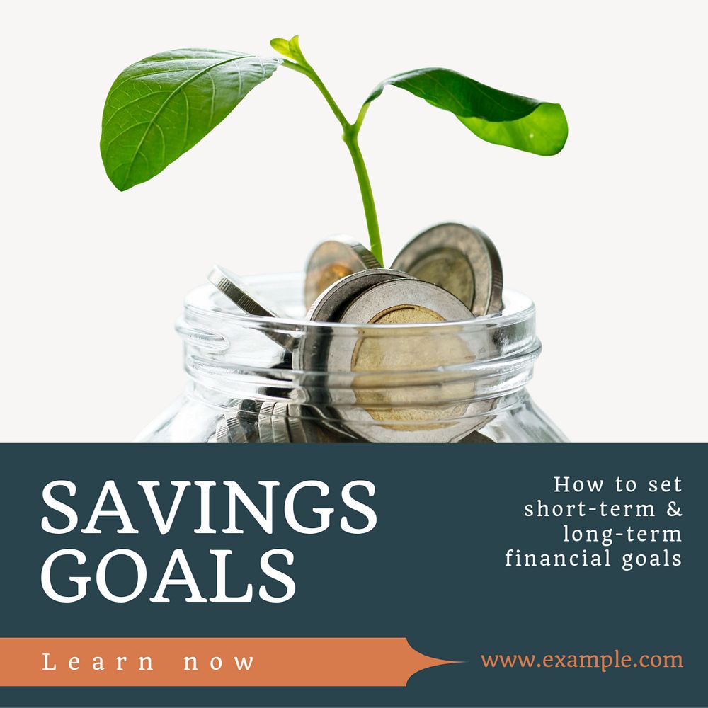 Savings goals Instagram post template, editable text