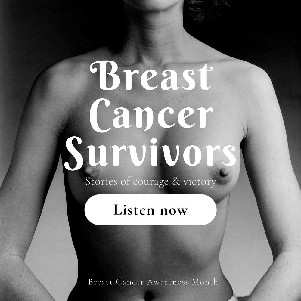 Breast cancer awareness Instagram post template, editable text