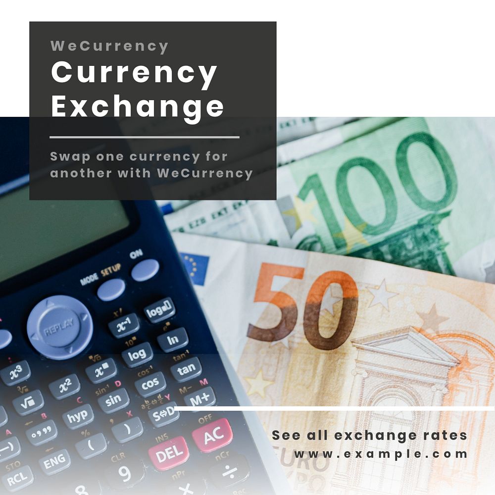 Currency exchange Instagram post template, editable text