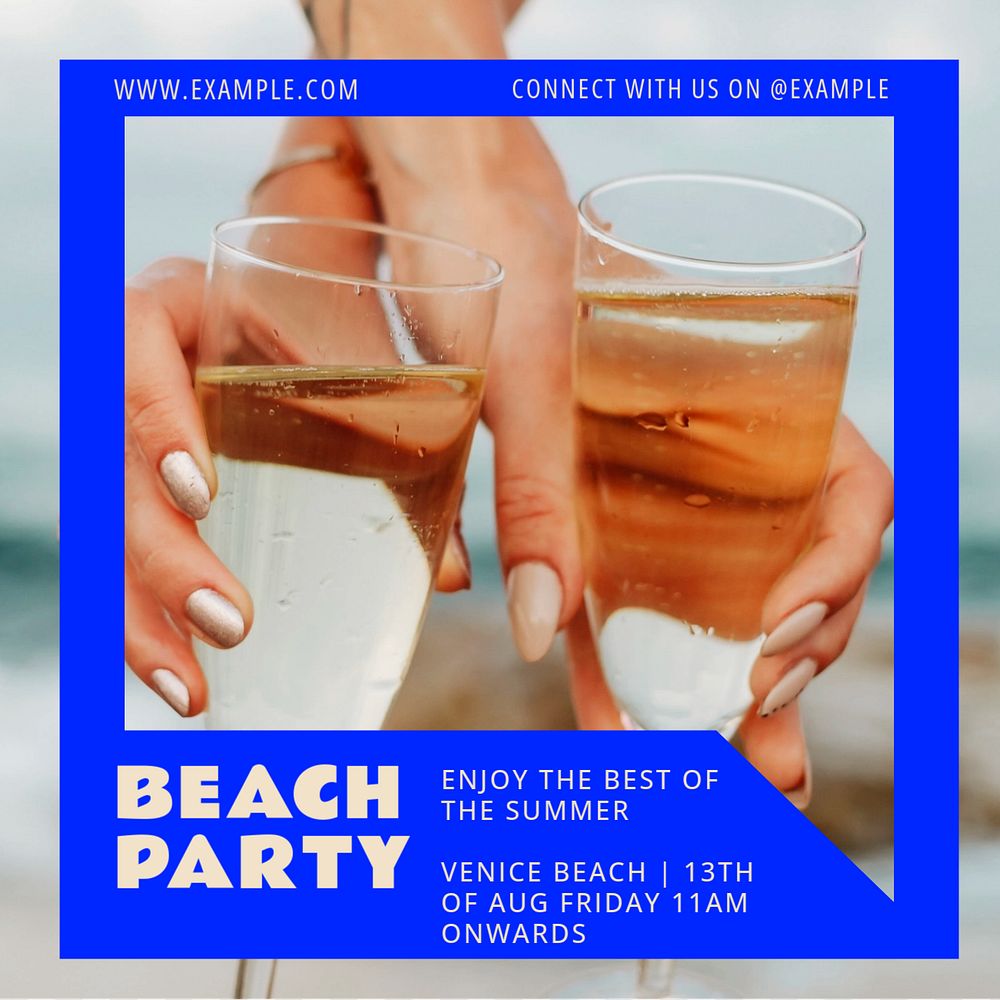 Beach party summer Instagram post template, editable text