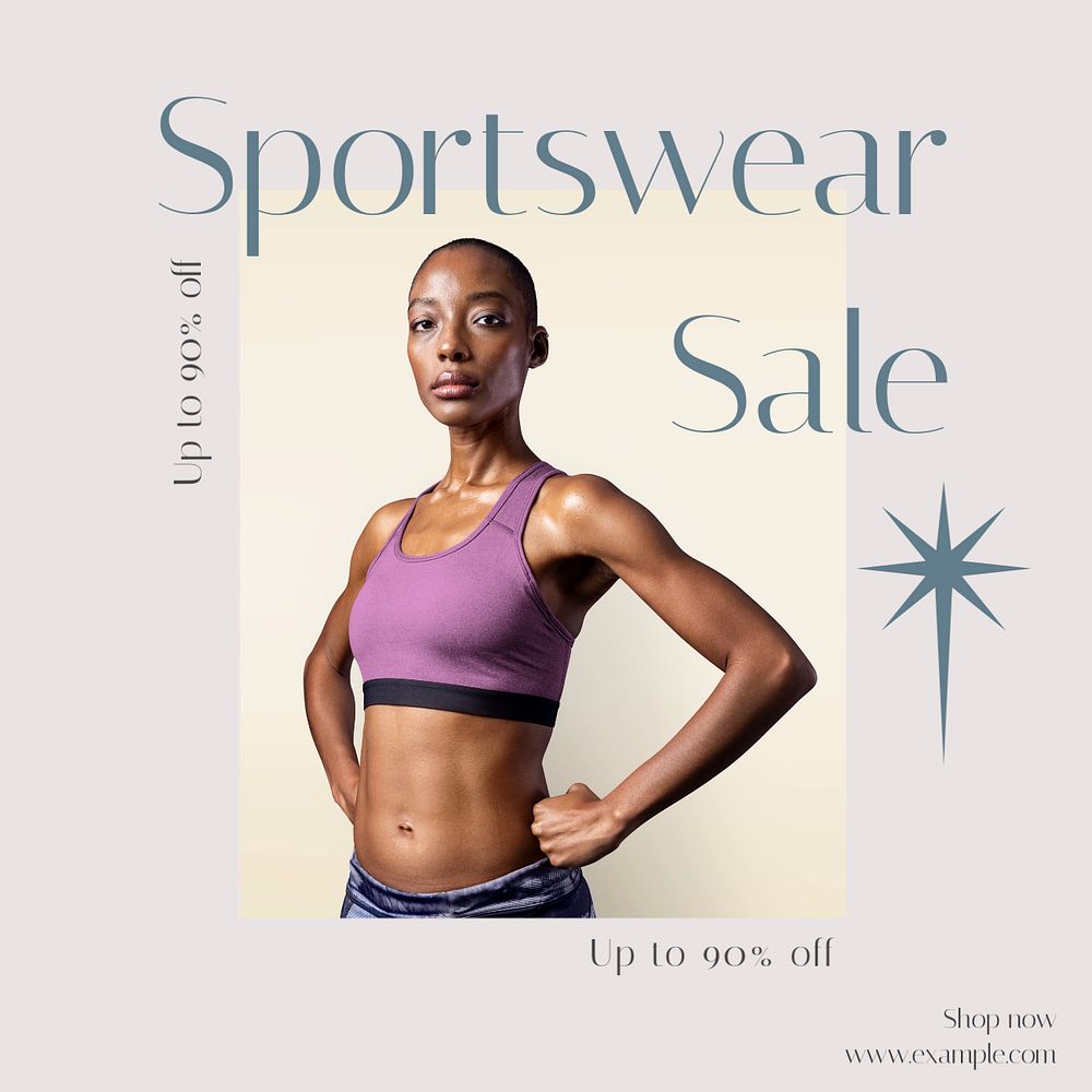 Sportswear sale Instagram post template, editable text