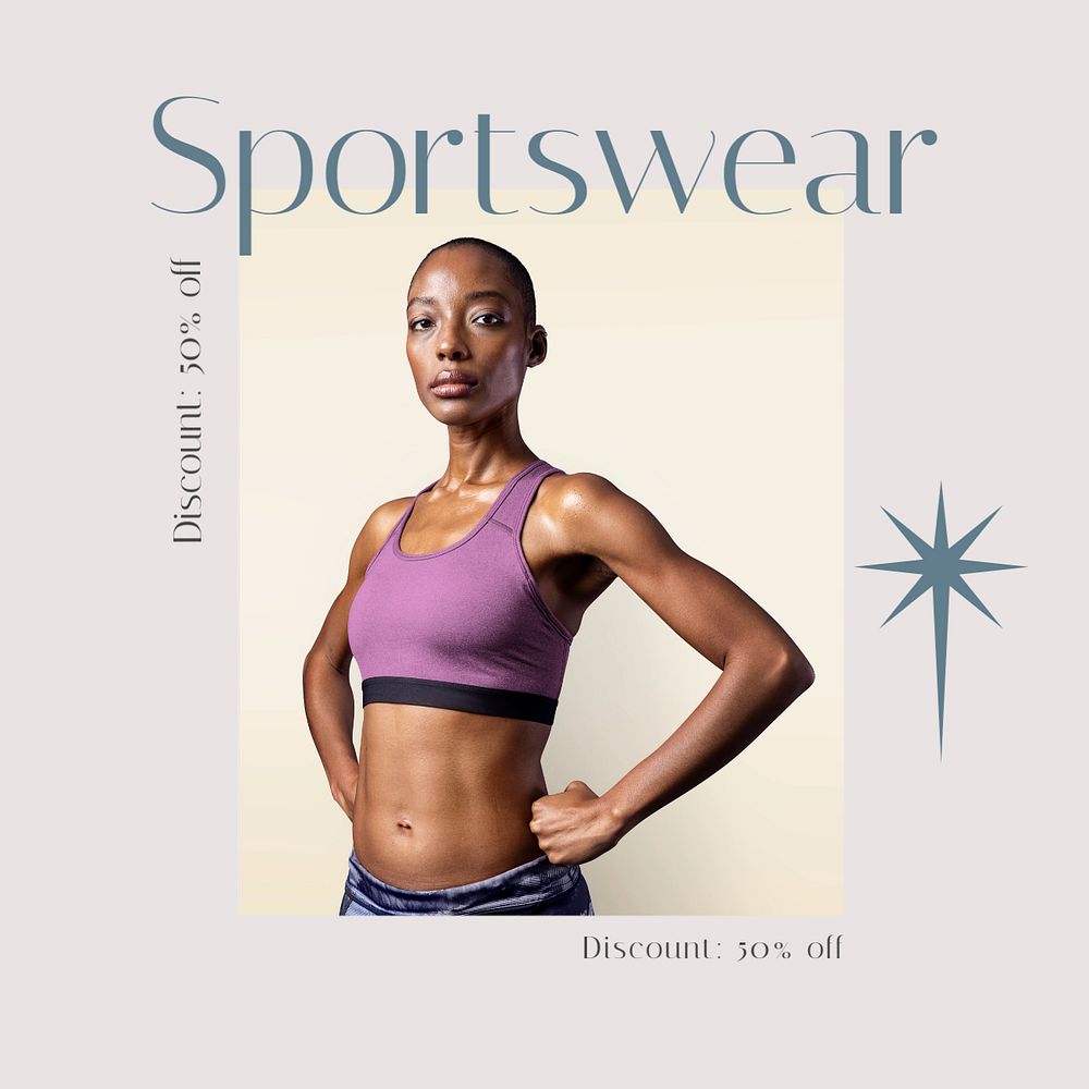 Sportswear discount Instagram post template, editable text