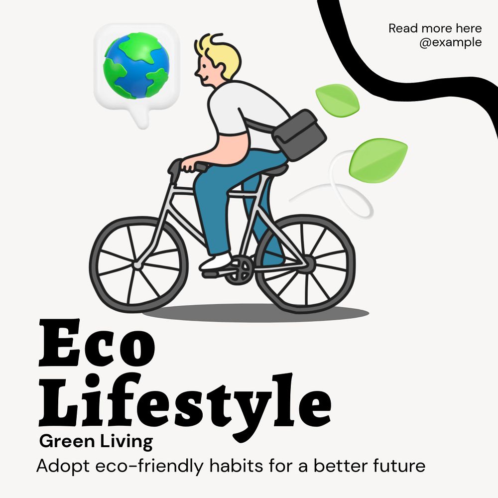 Eco lifestyle Instagram post template, editable text