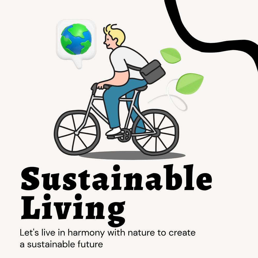 Sustainable living Instagram post template, editable text