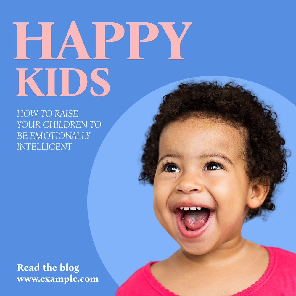 Happy kids Instagram post template, editable text