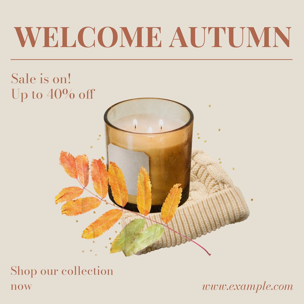 Autumn sale Instagram post template, editable text