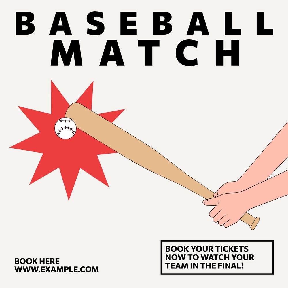 Baseball match Instagram post template, editable text