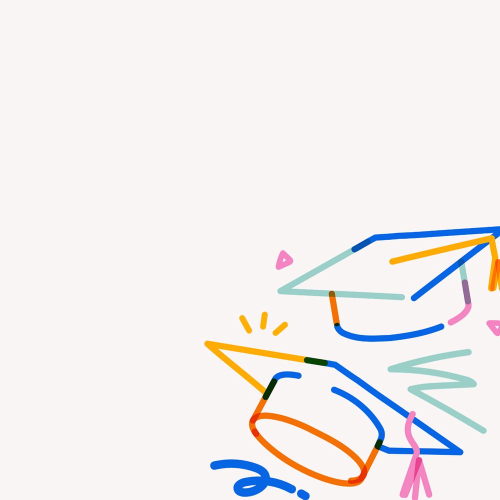 Colorful graduation hats doodle, editable design