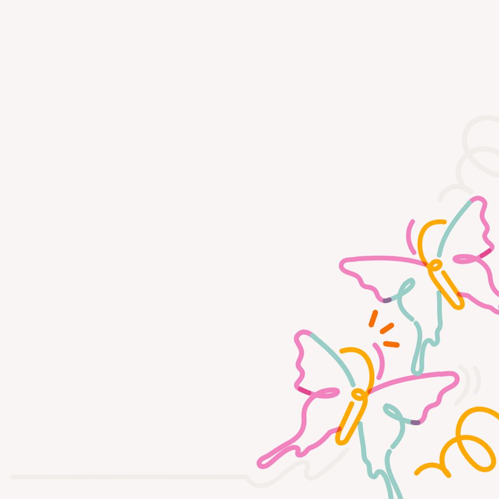 Colorful butterflies pop doodle, editable design