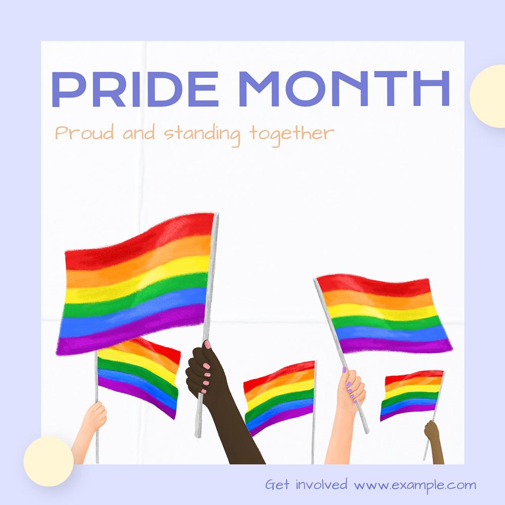 Pride month Instagram post template, editable text