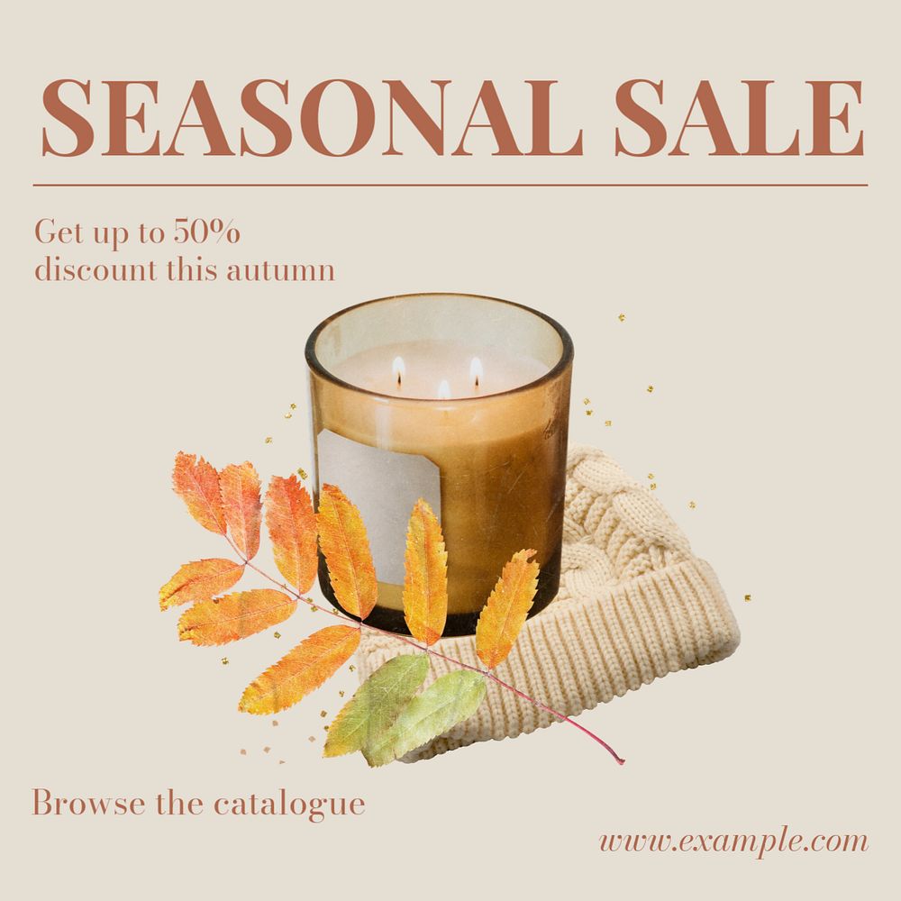 Seasonal sale Instagram post template, editable text