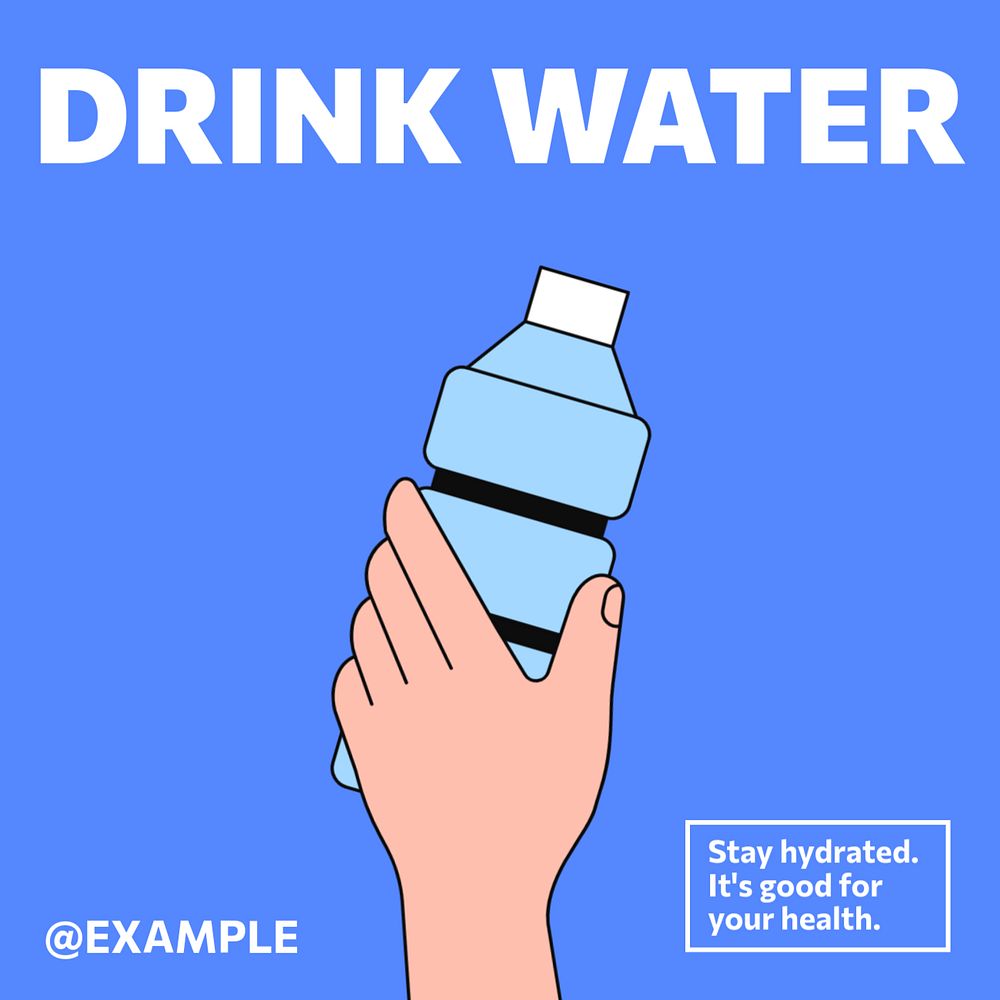 Drink water Instagram post template, editable text