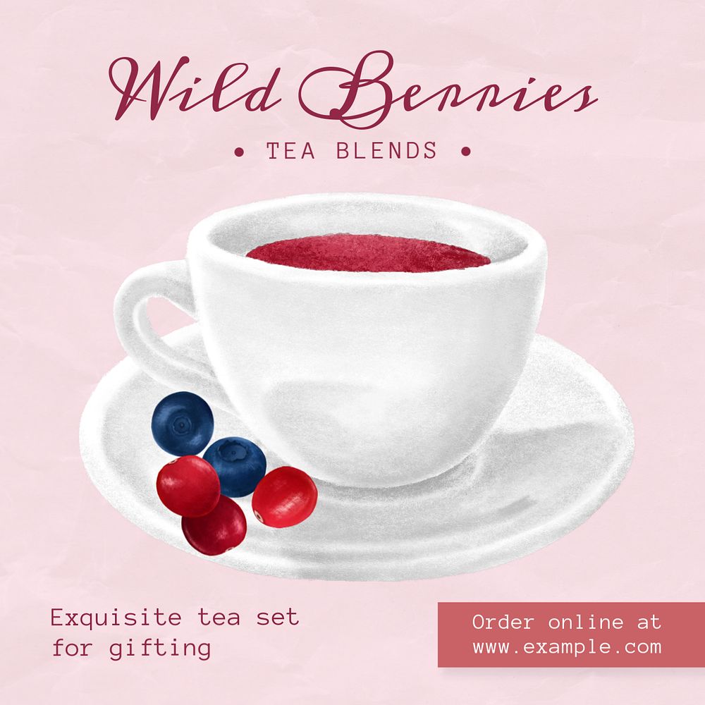 Floral tea blends Instagram post template, editable text